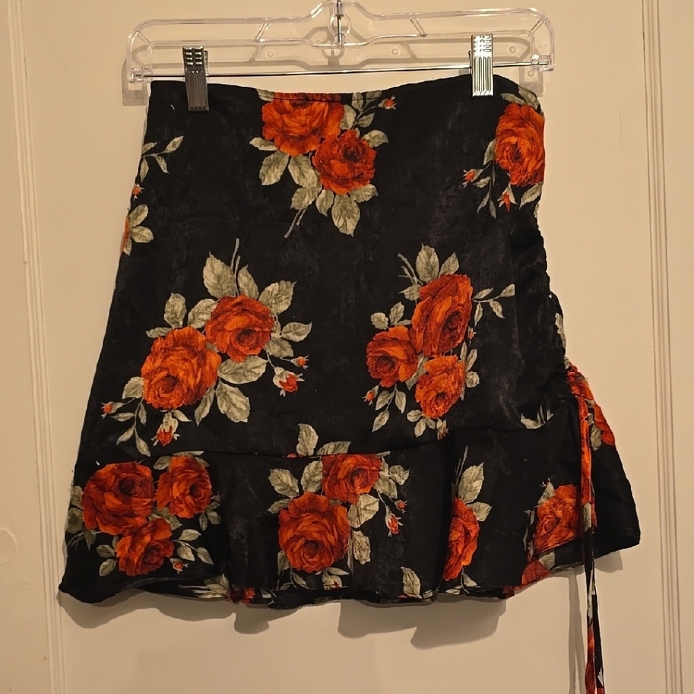 Floral Black Skirt
